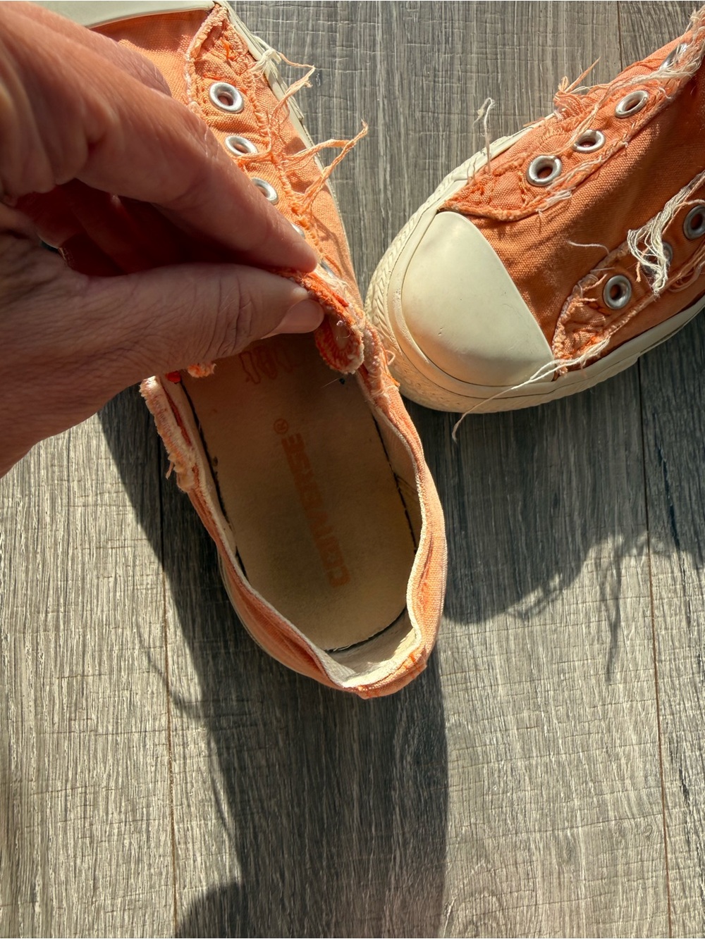 Converse Orange Frayed Low Top Sneakers - Picture 5 of 8